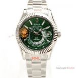 N9F Swiss Copy Rolex Sky-Dweller Stainless Steel Green Watch w- World Timer